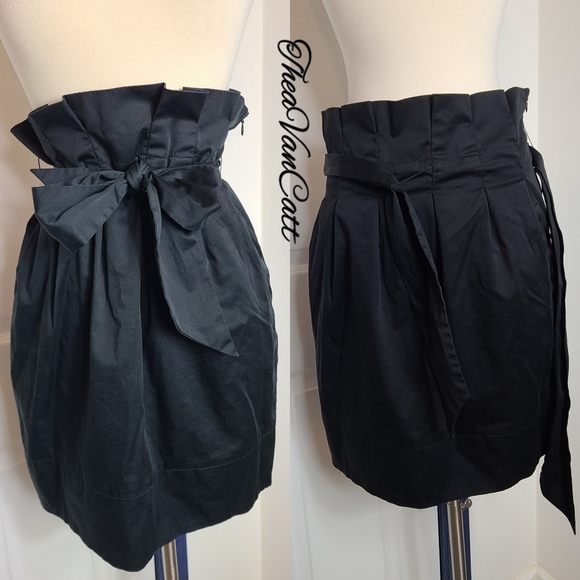 BCBG Max Azria 🖤 "stella" 2 pockets paper-bag style formal evening belted skirt - Picture 2 of 9